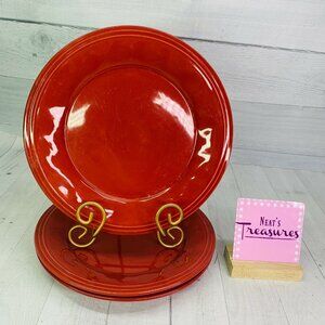 Rachael Ray CUCINA H016Y Cranberry Red HandPainted Stoneware Dinner Plates Set 3